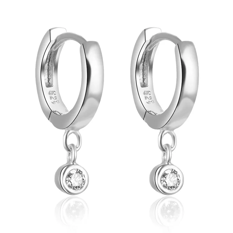 

POLIVA wholesale rhodium plated zirconia drop silver 925 earrings hoop