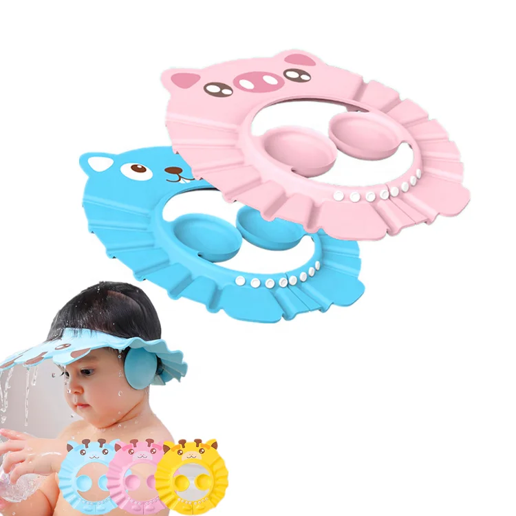 

Safe Shampoo Shower Bathing Protection Bath Cap Soft Adjustable Visor Hat for Toddler, Baby, Kids, Children, Pink blue yellow