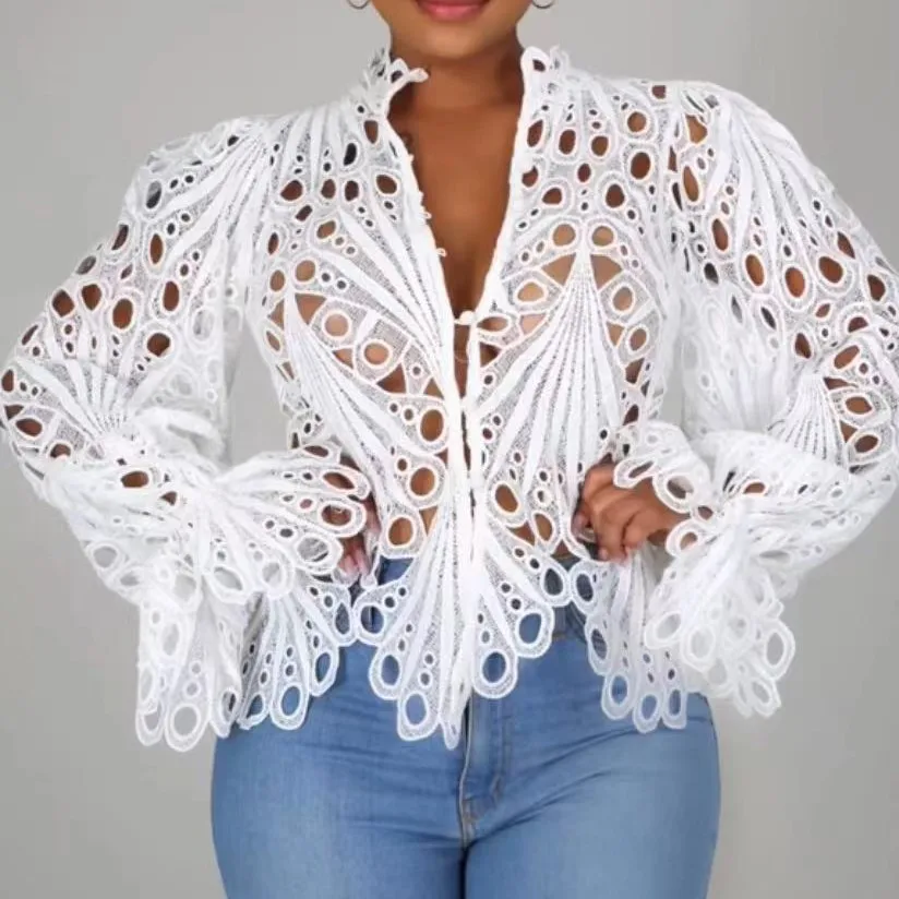 

Fall 2021 Women Clothes Fashion White Top Lantern Long Puff Sleeve Shirts Womens Tops Ladies Elegant Blouses, White,yellow,black,pink,red