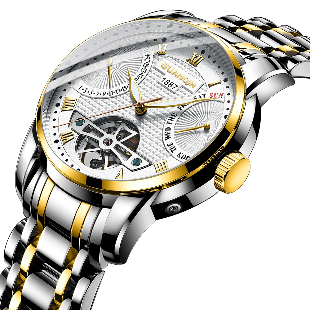 

GuanQin Watches For Men High Quality Fashion Stainless Steel Mechanical Watch