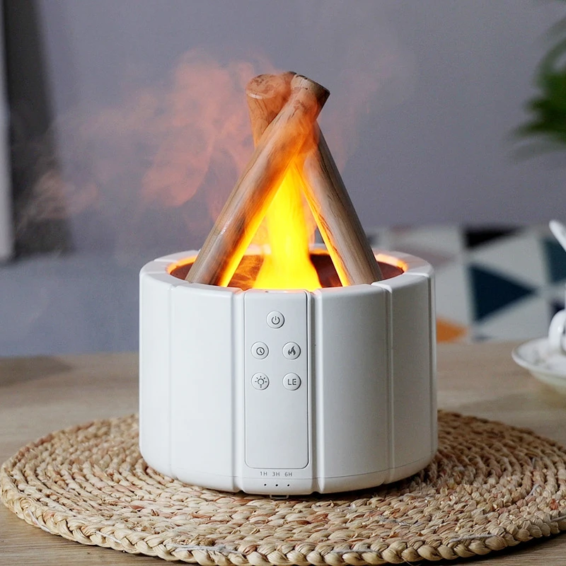 3D Simulated Fire Bonfire Humidifier 250ml Air Humidificador Flame LED Lamp Aroma Diffuser With Remote Control