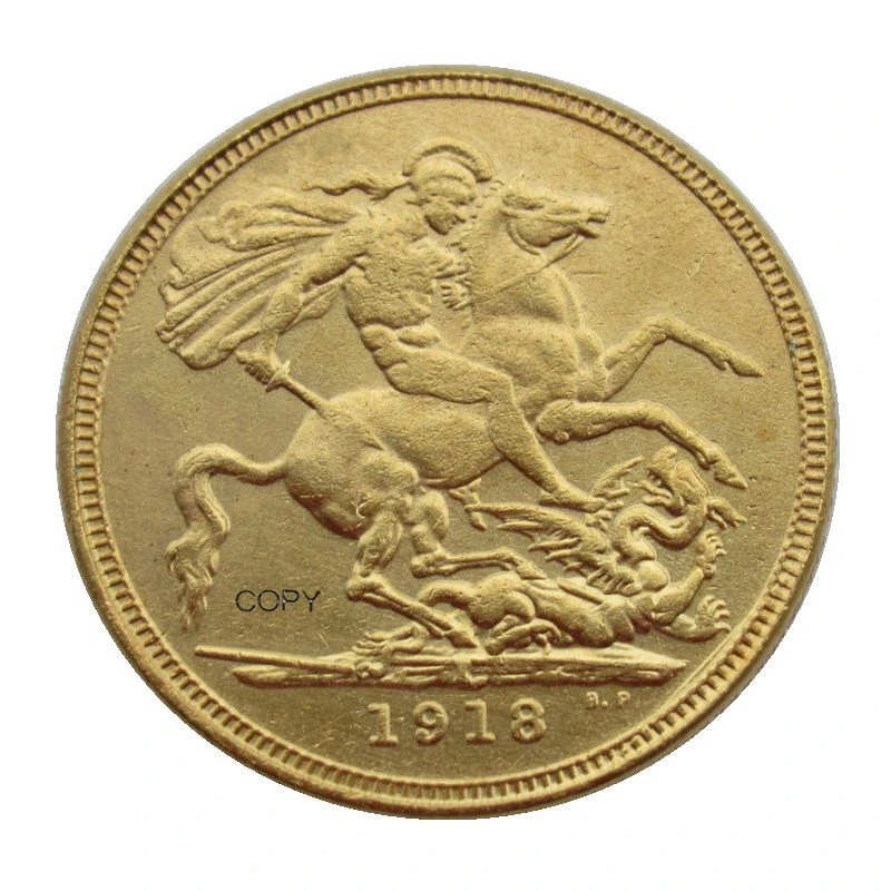 

Reproduction 1918 UK 1 Sovereign - George V Gold Plated Coins