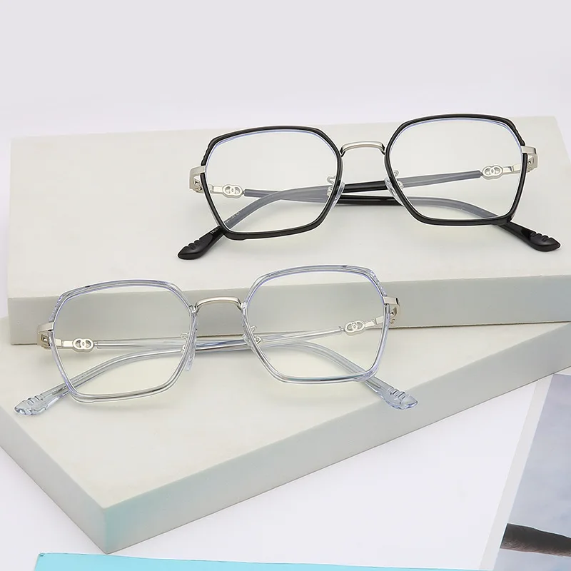 

New fashion large frame double beam fashion personalized glasses frame crook Chen Weiting same HD anti-blue ray glasses