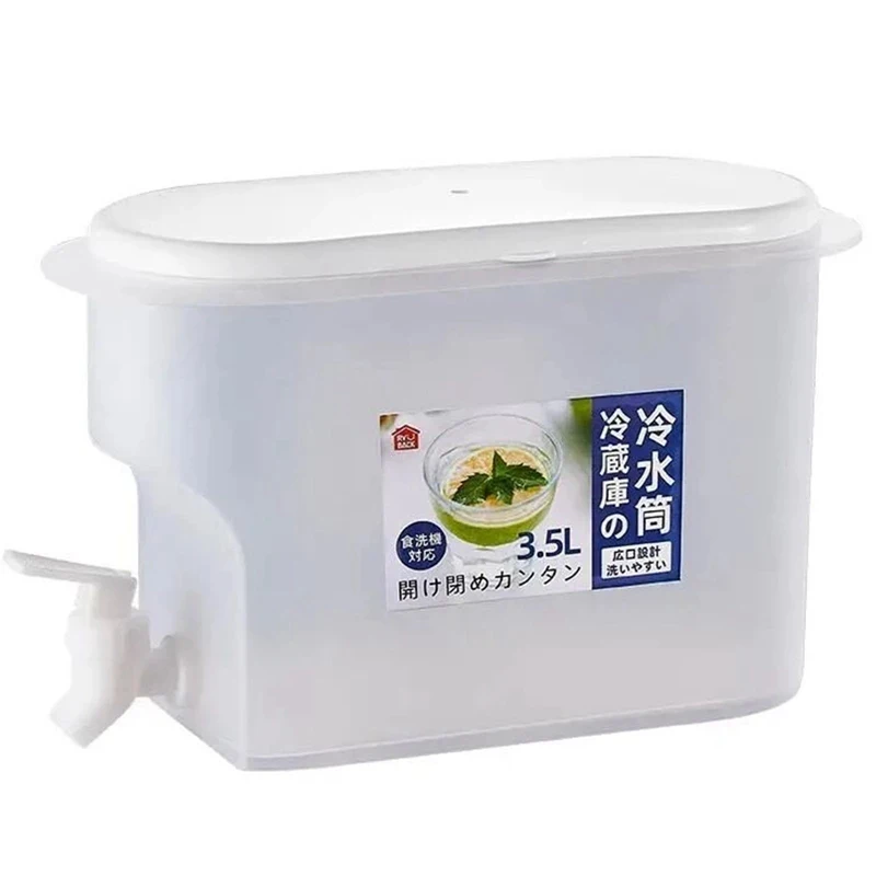 

3.5 L Plastic faucet refrigerator fruit teapot Ice water bucket, White