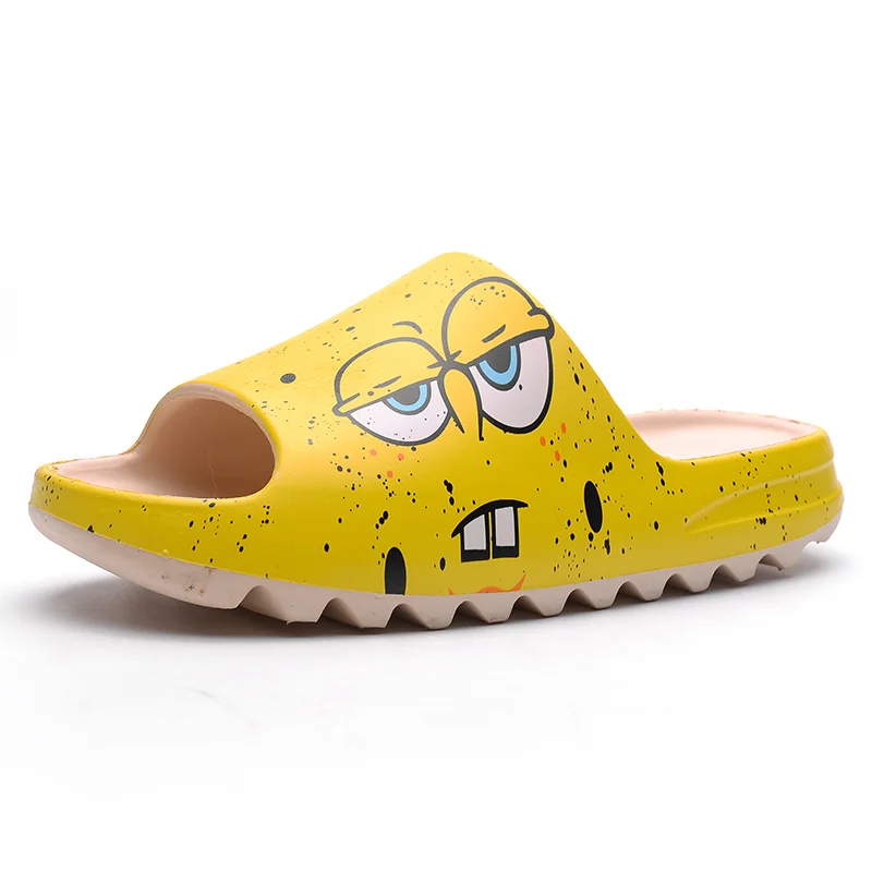 

New fashion graffiti print slipper slide footwear brand plastic shower bathroom rubber rubber yeezy slipper