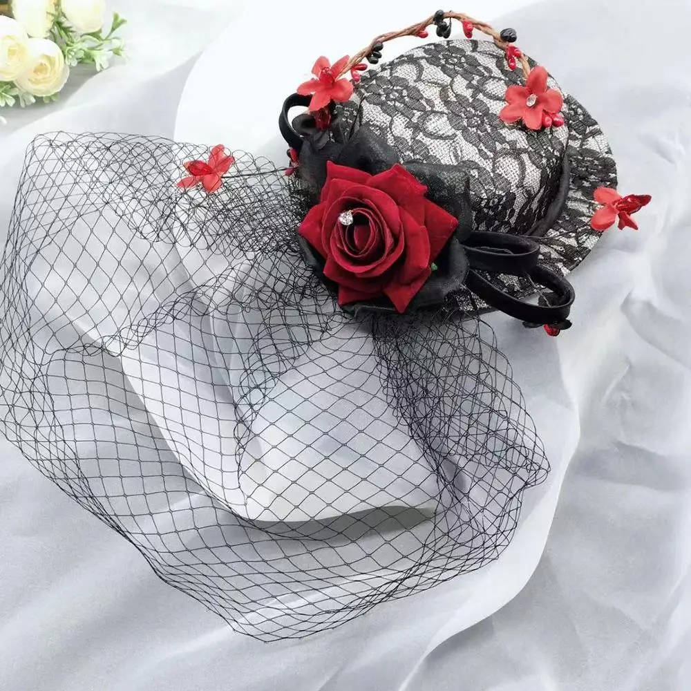 手工蕾丝复古风格新娘帽子网纱欧洲英国头饰批发婚礼新娘的家人