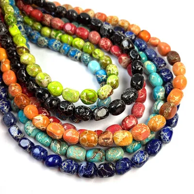 

Low MOQ 58pcs/strand DIY Bracelets Accessory Loose Gemstone Beads Irregular King Jasper Beads For Jewelry Making