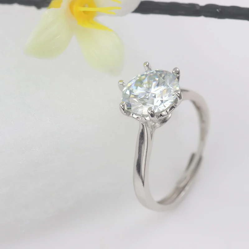 

14K white gold light blue moissanite engagement ring