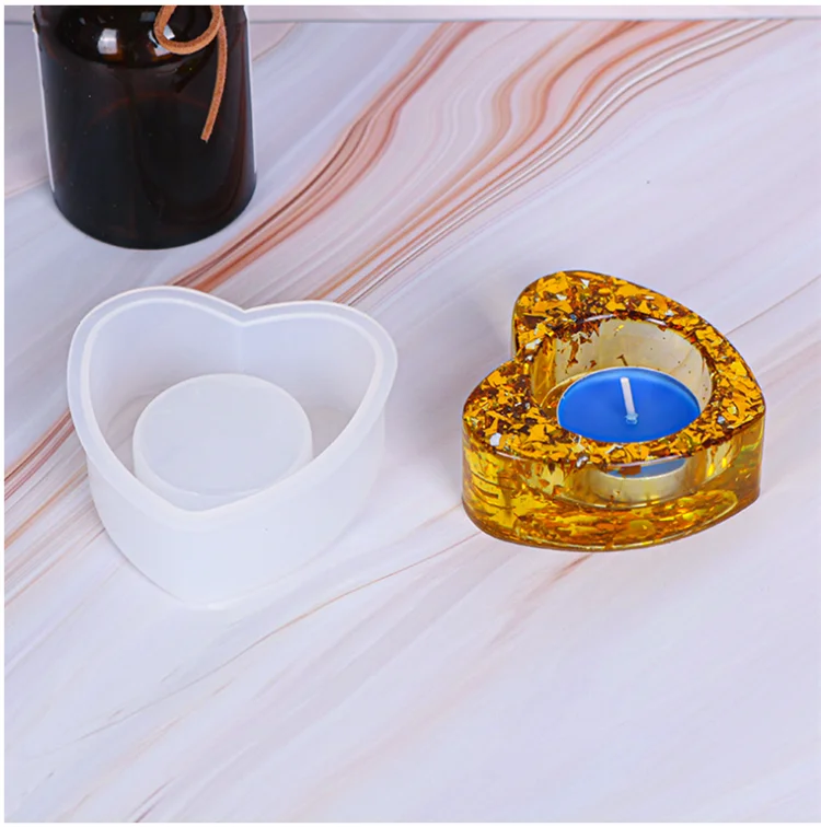 

Y3145 DIY Epoxy Resin Heart silicone candle Holder Mold for home decoration, White