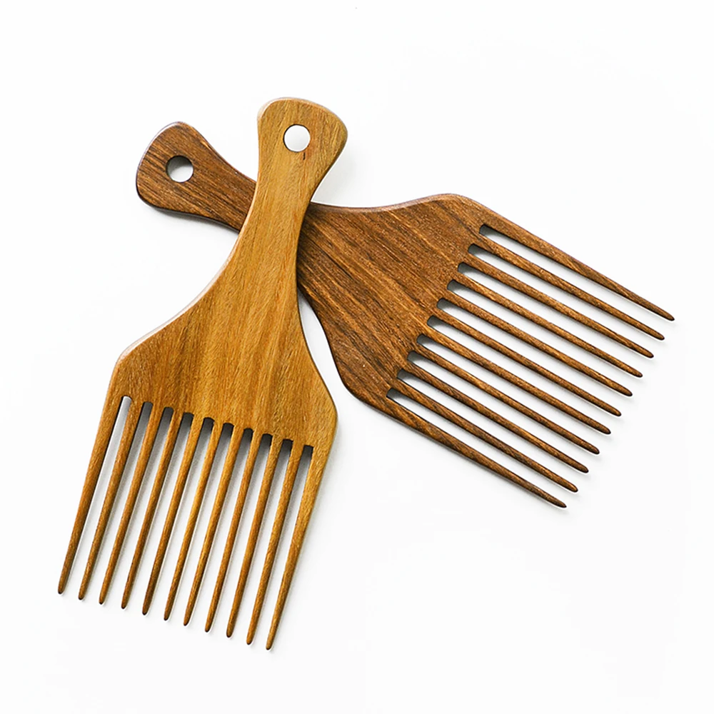 

Amazon Hot Selling 2020 Custom Logo Sandalwood Afro Pick Comb Wide Tooth Comb Detangle Styling for Hair, Natural