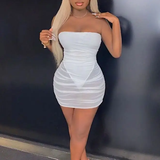 

sleeveless mesh dresses Ladies Fashion transparent dress