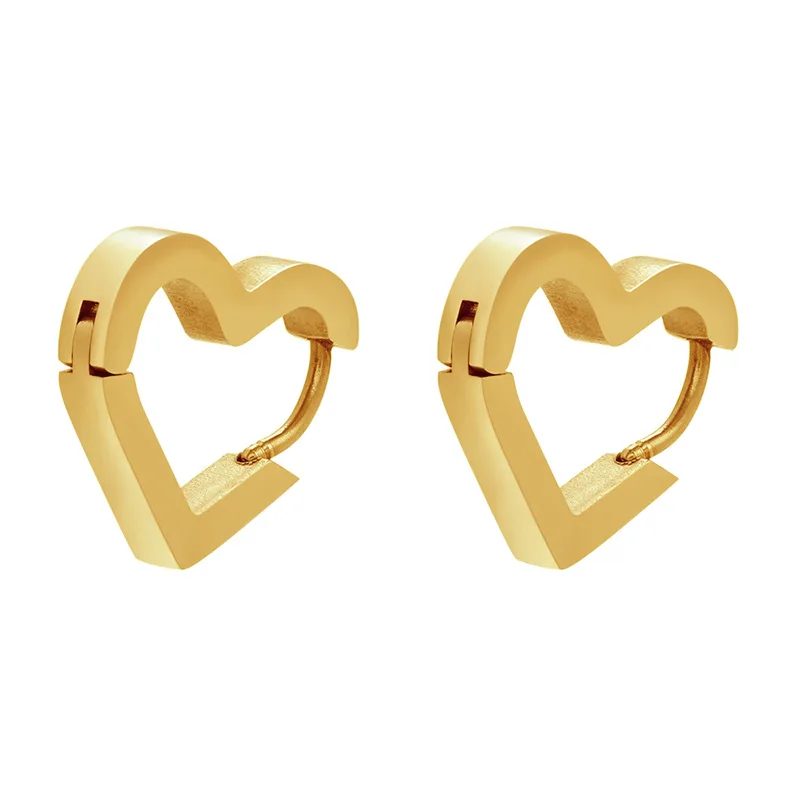 

new high polished female stainless steel stud earringslove triangle geometric 18k gold plating earrings