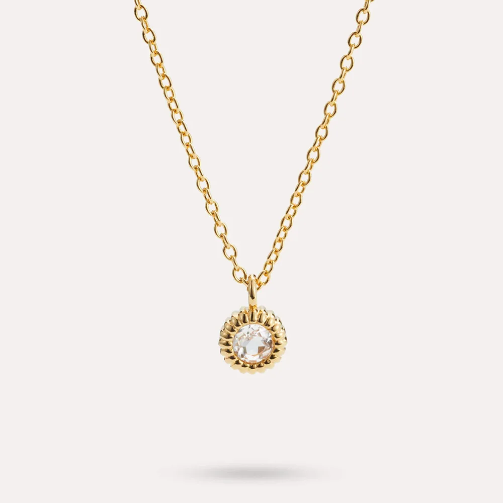 fashion jewelry 925 sterling silver small minimalist necklace simple single round diamond zircon gold plated necklaces women