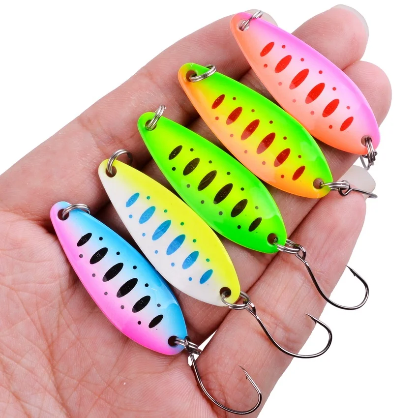 

TY 1PCS Metal Spinner Spoon trout Fishing Lure Hard Bait Sequins Noise Paillette Artificial Bait small hard sequins spinner, Colorful