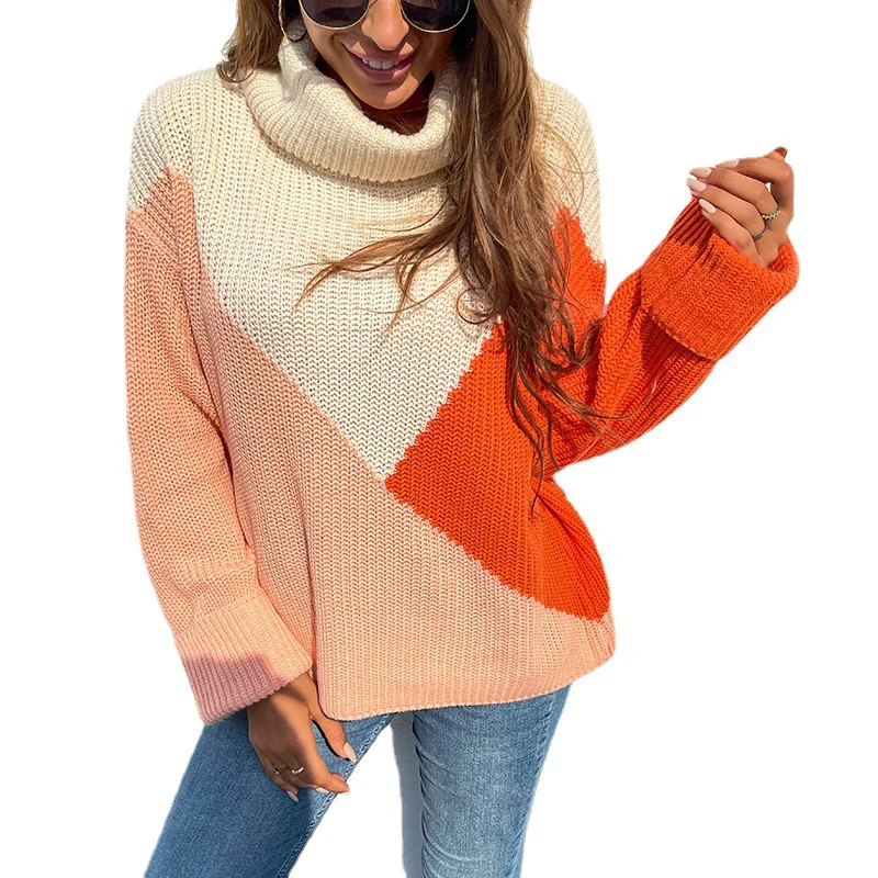 

Fall Winter High Neck Cotton Sweater New Female Pullover Solid Color plus size Knitted Sweater Women Sweaters Turtleneck