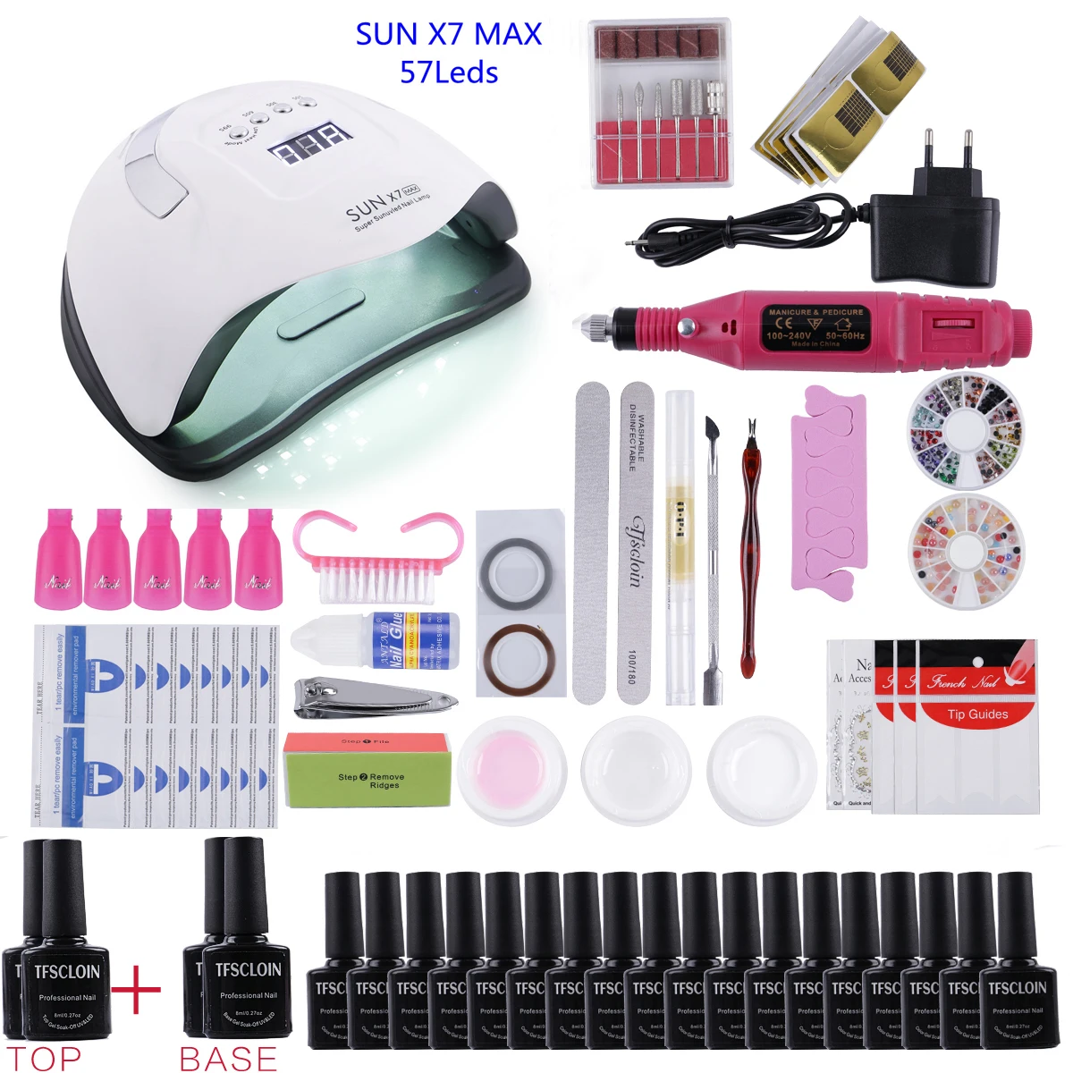 

Wholesale High Quality 114W Nail Dryer Kit With Gel Nail Polish Kit With 12/22Pcs UV Gel Acrylic Nail with UV Lamp, 12/22 colors