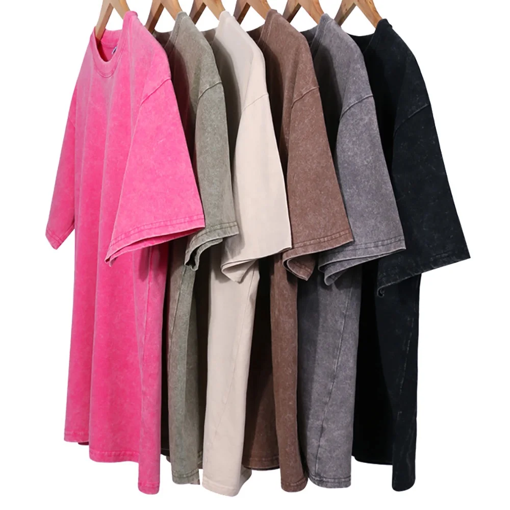 Custom Washed Distressed Tshirts for Men Wholesale Unisex Cotton Plain Oversized Tshirt for Printing