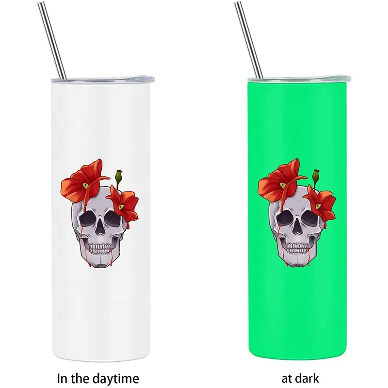 

USA Warehouse Wholesale New Design 20oz UV Sublimation Blank Tumblers Glow In The Dark With Lids And Straws, Customized color