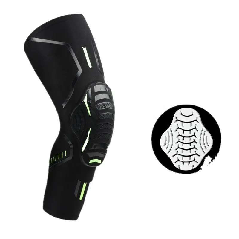 

Hot Selling Basketball Knee Pads Anti-collision Honeycomb Leg Long Knee Compression Sleeve Kneepad, Black, white