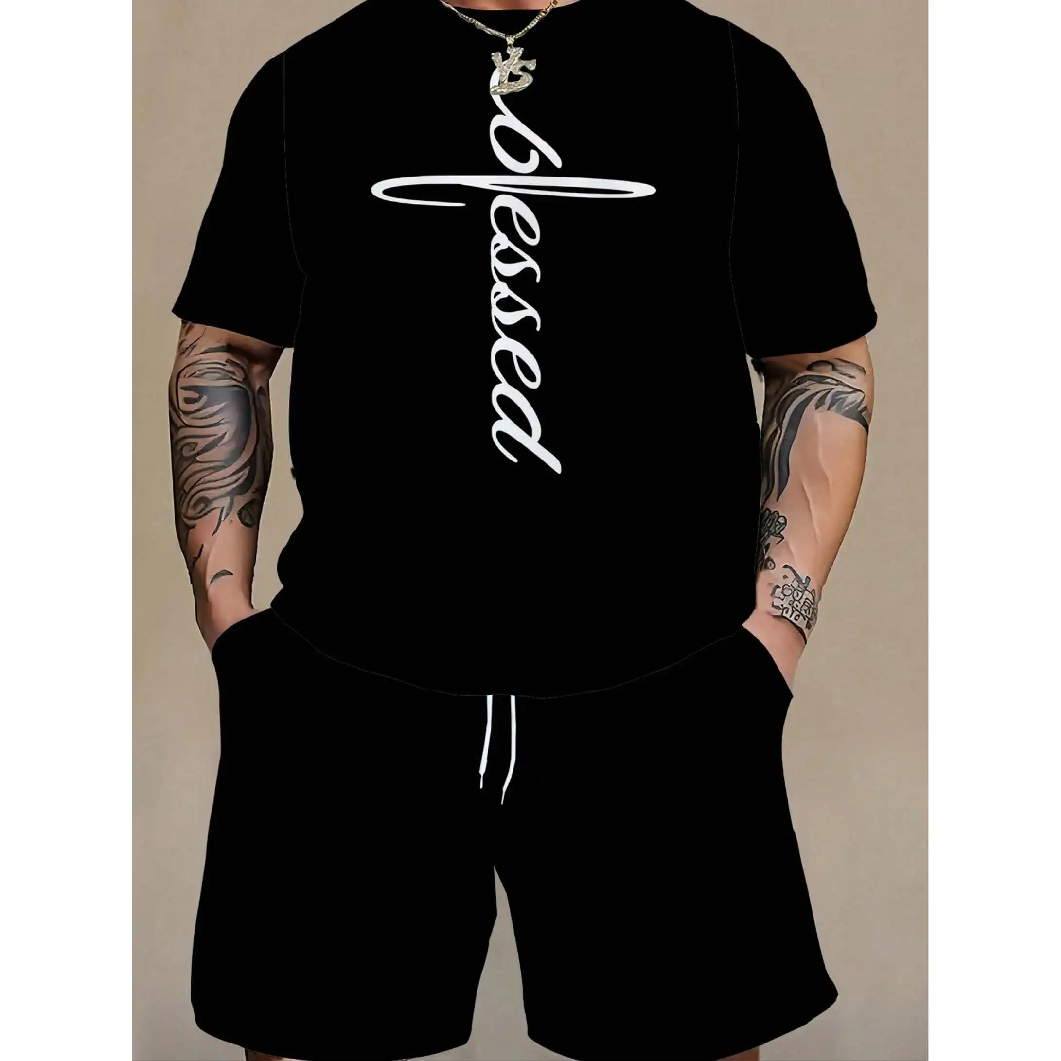 Classic Casual Letter Design T Shirt Set