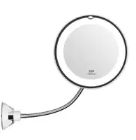 

Flexible Gooseneck Makeup Mirror LED Lighting Suction Cup Mirror 10x Magnifying Vanity Mirror Lights