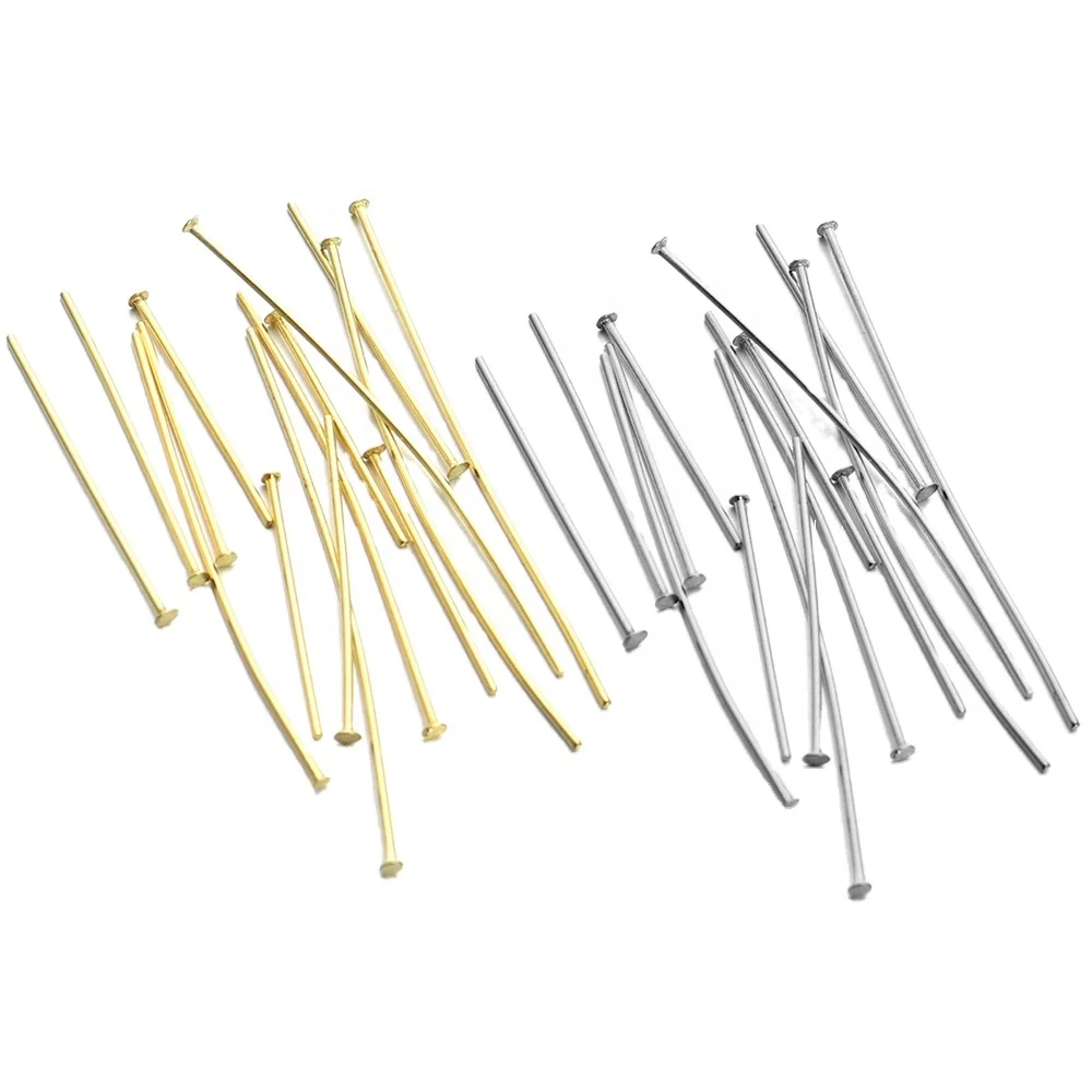 

Silver Tone Head Pins Stainless Steel Straight Pins Diy Jewelry Making Earring Findings Accessories Supplies