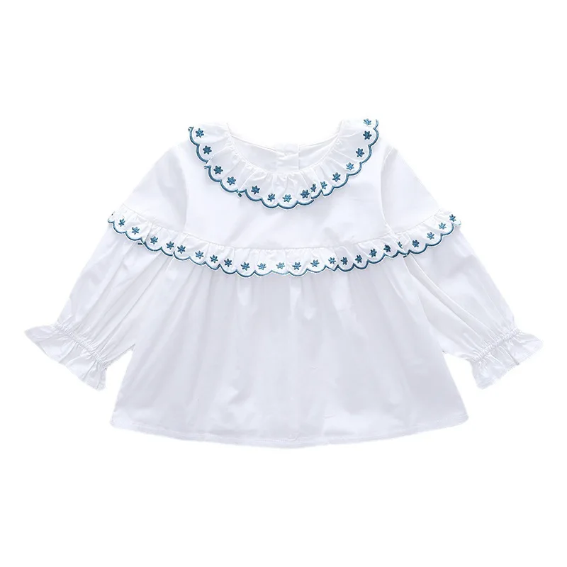 

The high quality 2021 spring new boutique girl lotus collar shirt selling girl baby spring and autumn long sleeve shirt wholesal