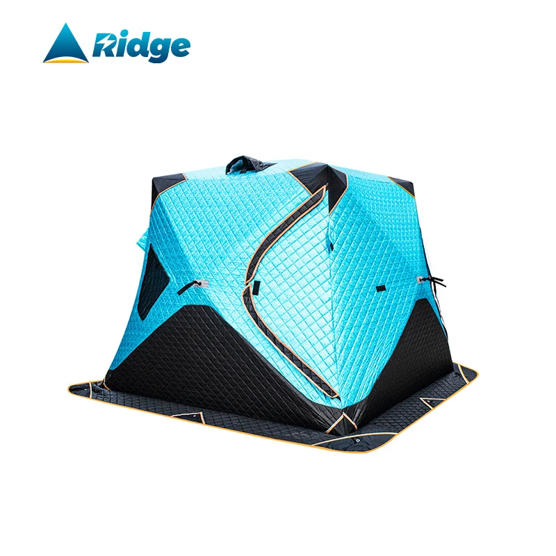 

High quality 4-layer insulated ice cube winter ice fishing tent thickened 200g cotton multi-person fishing tent outdoor, Blue/silver