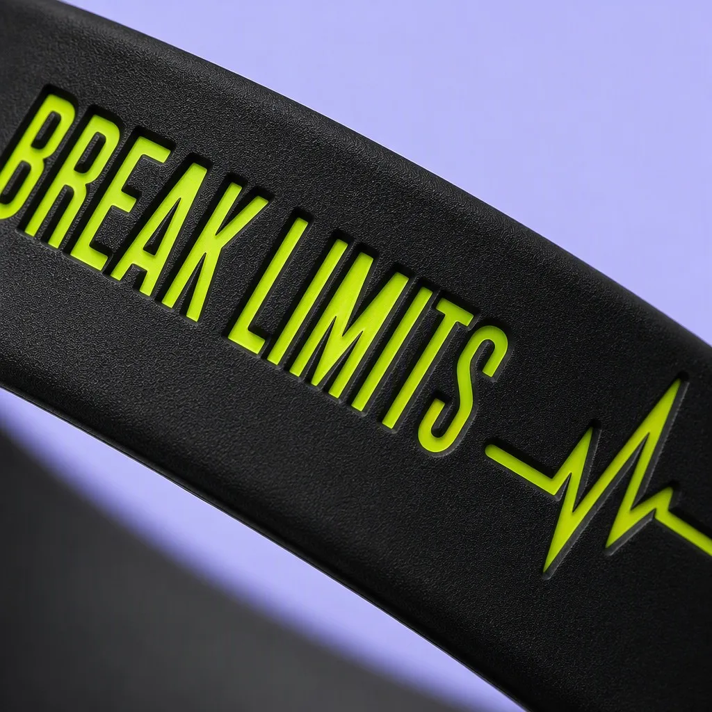 High-precision debossed lettering on custom sports silicone bracelet