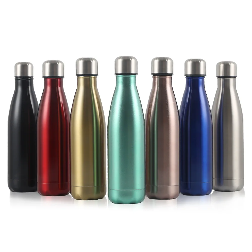 

Amazon Hot sale coke bottle shinny color thermos bottle custom logo laser thermo bottle 500 ml stainless steel leak proof