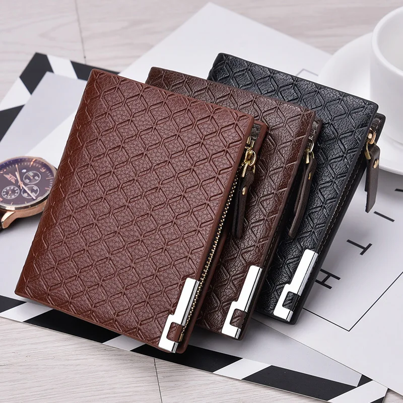 

Men's wallet Multi-position wallet Business short check horizontal zipper wallet bag, Customized colors