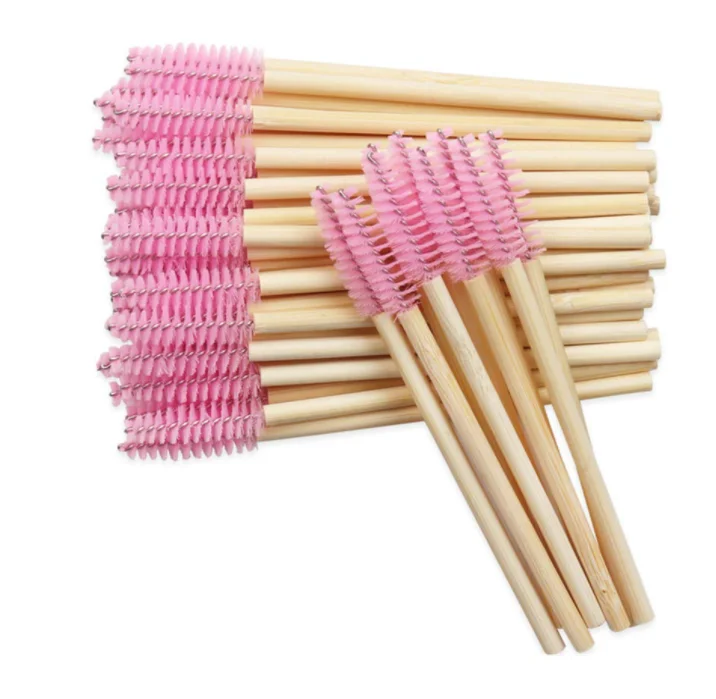 

Disposable Bamboo Lash Extension Wand Tools Eyelash Bath Brush Tube With Individual Packed, Pink/black