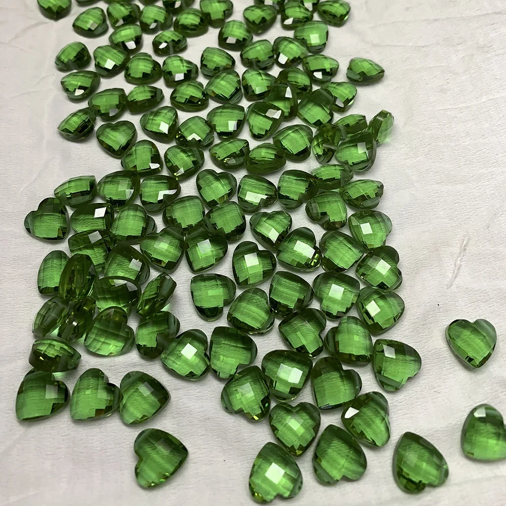 

heart shape double checkboard cut Color Change Diaspore Glass Gems