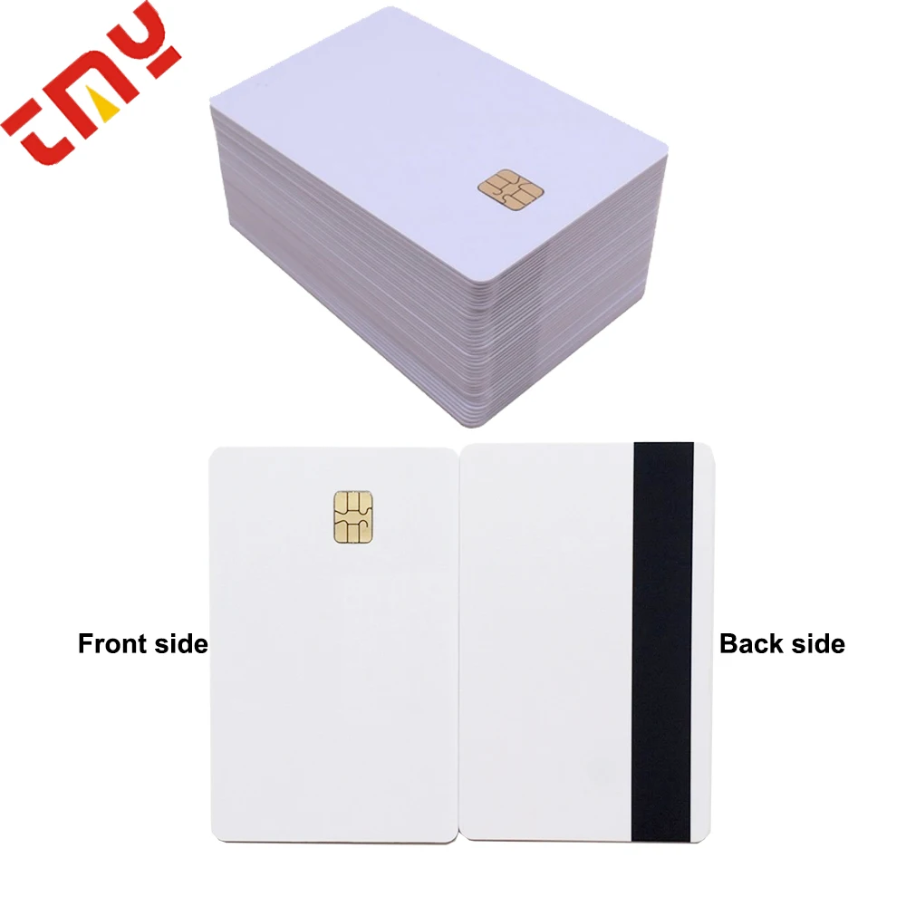 

100PCS Smart Contact IC SLE4442 Chip Visa Credit Card Size Cr80 30 Mil PVC Plastic Hico Blank Magnetic Stripe Card For Hotel Key