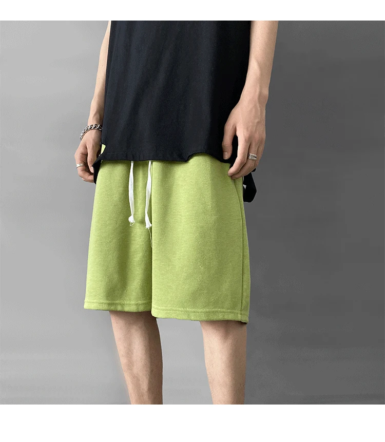 

2021 Summer New Regular Heavy Cotton Fitness Shorts With Side Pockets Cycling Workout Board Gym Shorts For Men, 6 color options