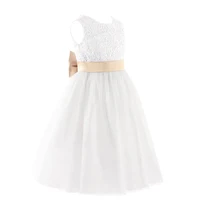 

sleeveless summer dresses white lace flower girl dress with the heart open back