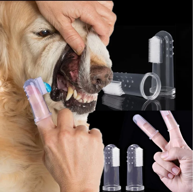 

New Hot Selling Super Soft Pet Finger Toothbrush Teddy Dog Brush Bad Breath Tartar Teeth Tool Dog Cat Cleaning Supplies 2019, Transparent
