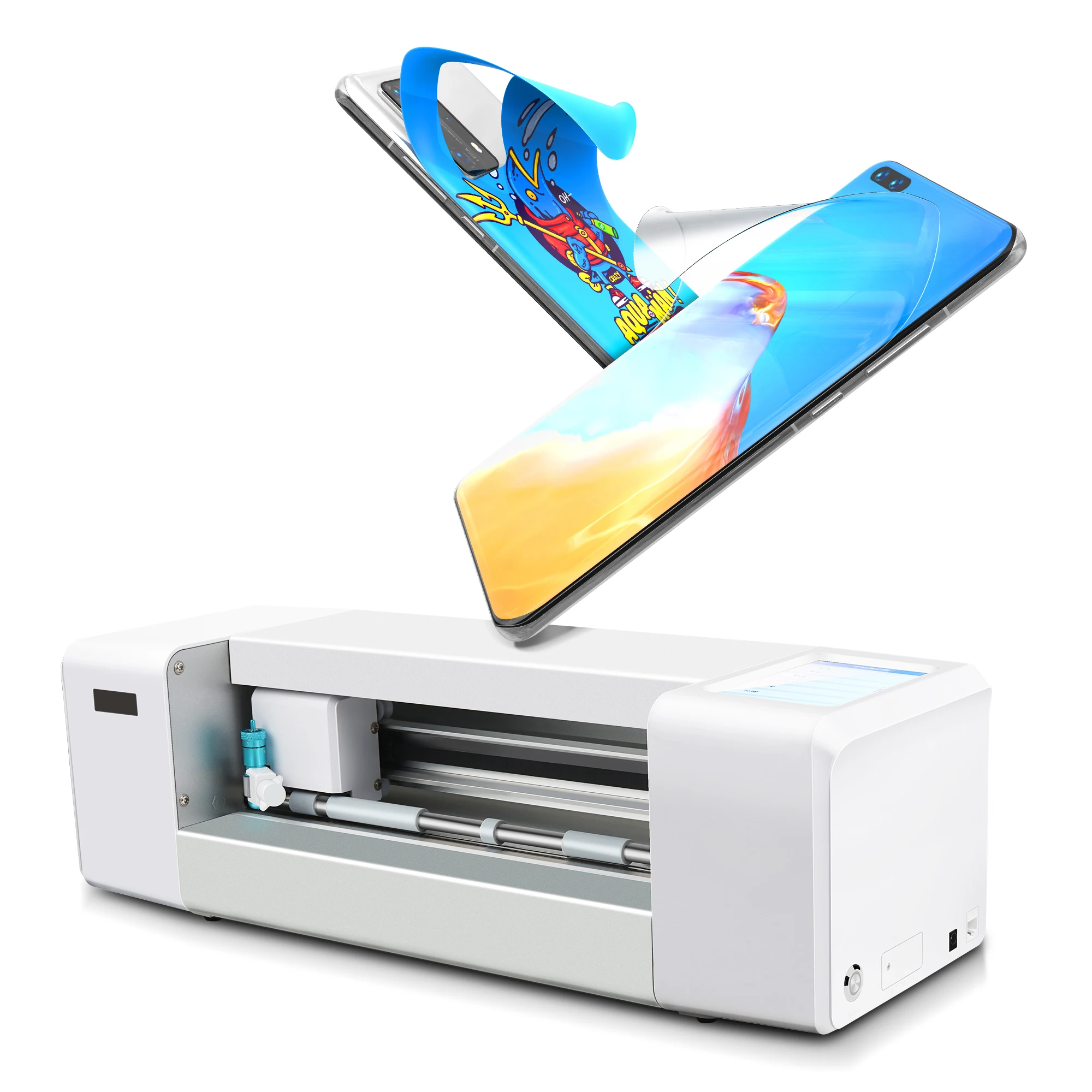 

For iphone13 screen protector best price hydrogel film tpu cutting machine with touch screen intelligent screen protector cutter, White