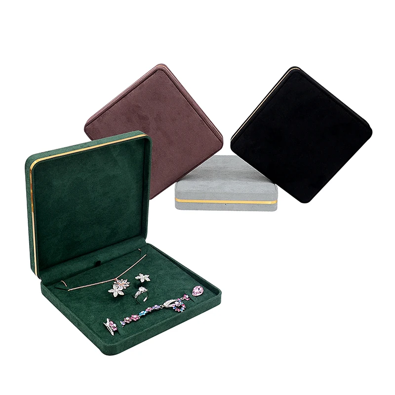 

Custom Logo Brown Black Green Packaging Jewelry in Stock Box Ring Bracelet Necklace Pendant Jewellery Set Boxes, Green/gray/black/brown