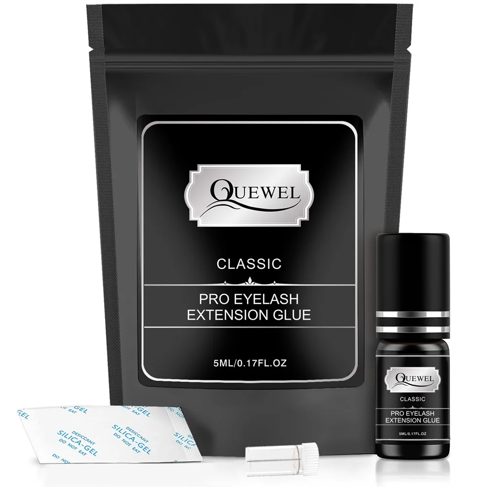 

QUEWEL Wholesale 10ml Eyelash Adhesive Glue Eyelashes Package Box Samples Eye Lashes Eyelash Extension Glue Private Label, Black