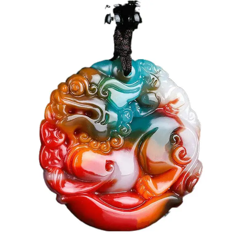 

Jade Pixiu Pendant Necklace Chinese Gifts Men Charm Carved Amulet Jewelry Color Tiger Fashion Jadeite Women Natural