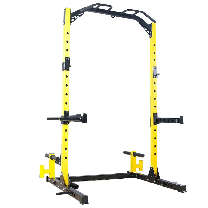 

IN STOCK DROP SHIPPING Gym Fitness Equipment Squat Power Rack Dip Pull up Bar Station for Home Punching Bag, Yellow