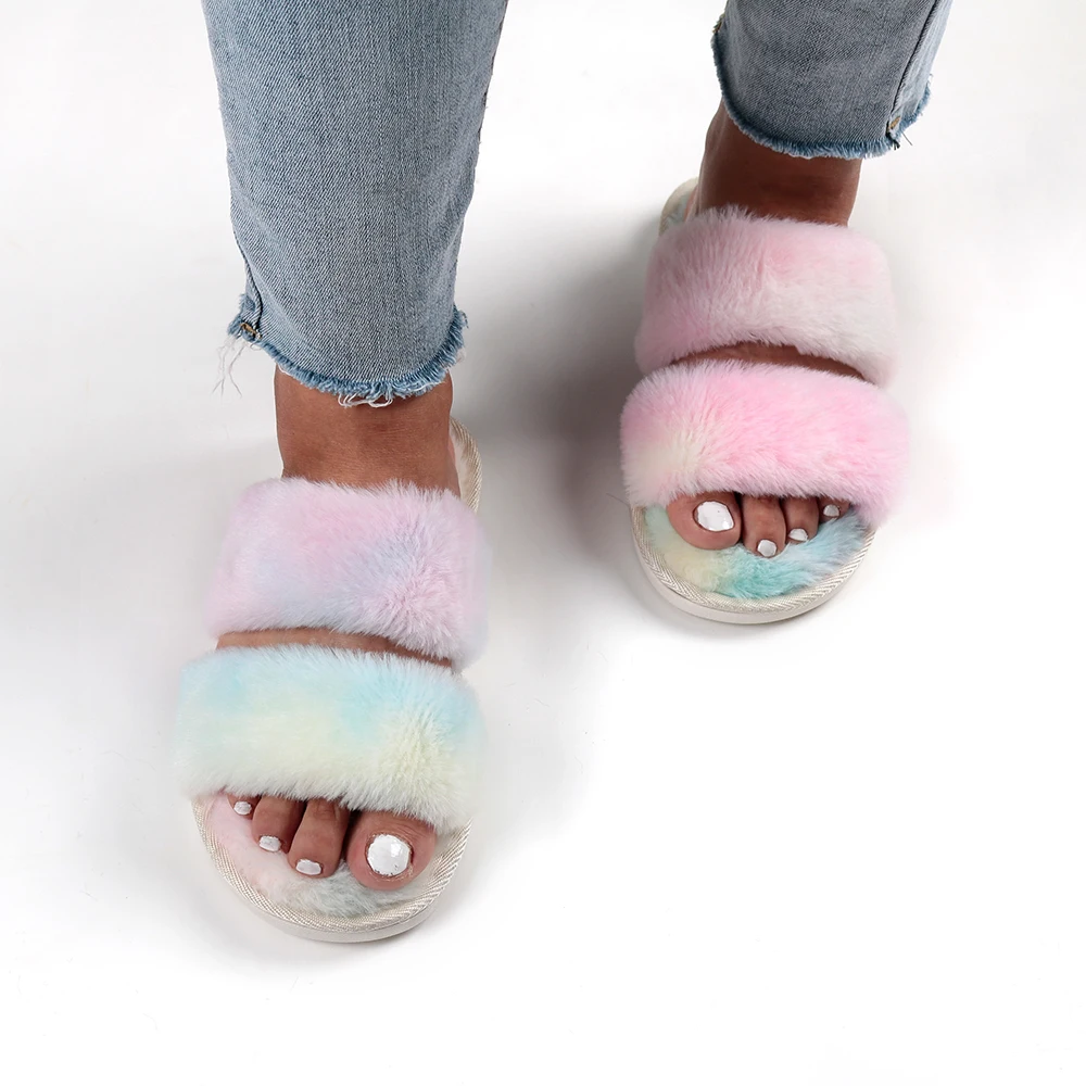 

Winter Adults Indoor Plush Women Furry Slides Sandal Woman Fluffy Faux for Fox Wholesale Women's Fur Slippers