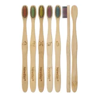

vegan friendly natural handle biodegradable eco bamboo toothbrush with soft tapered bristles bpa free and zero waste package