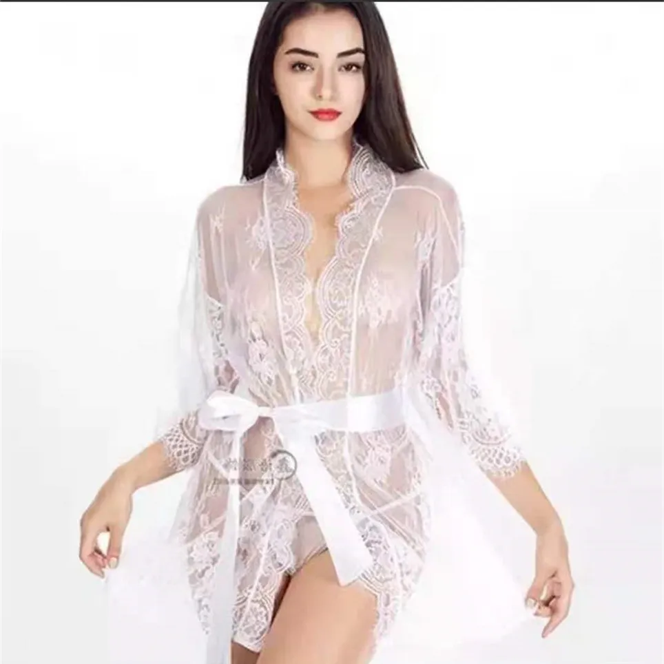 

LEX girl's transparent lace robes fashion sexy lingerie set women's sleepwear lades sexy underwear