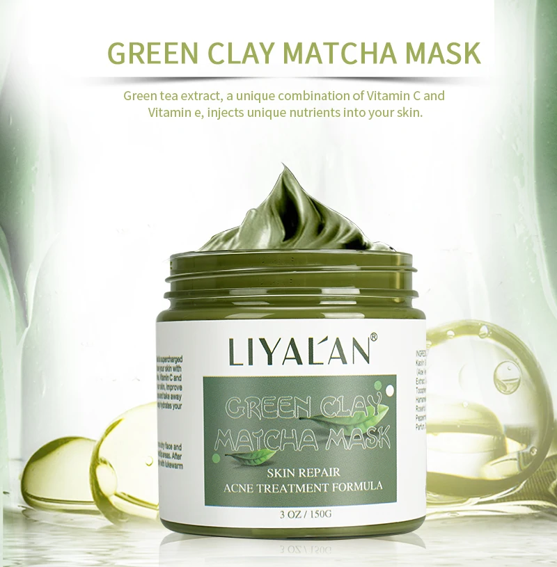 

Private Label Herbal Green Tea Clay Mask Anti Acne Repair Matcha Mud Facial Mask Detoxifying Bentonite Mask