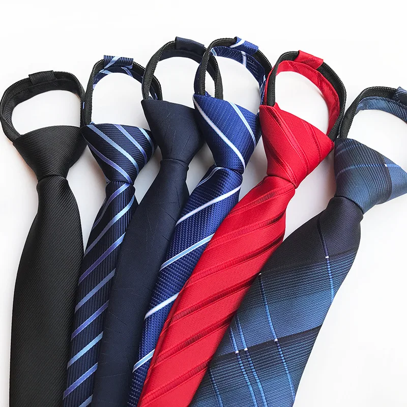Ties Accessories Zip Neckties  Polyester Jacquard Woven Zipper Ties for Students With School Company Logo