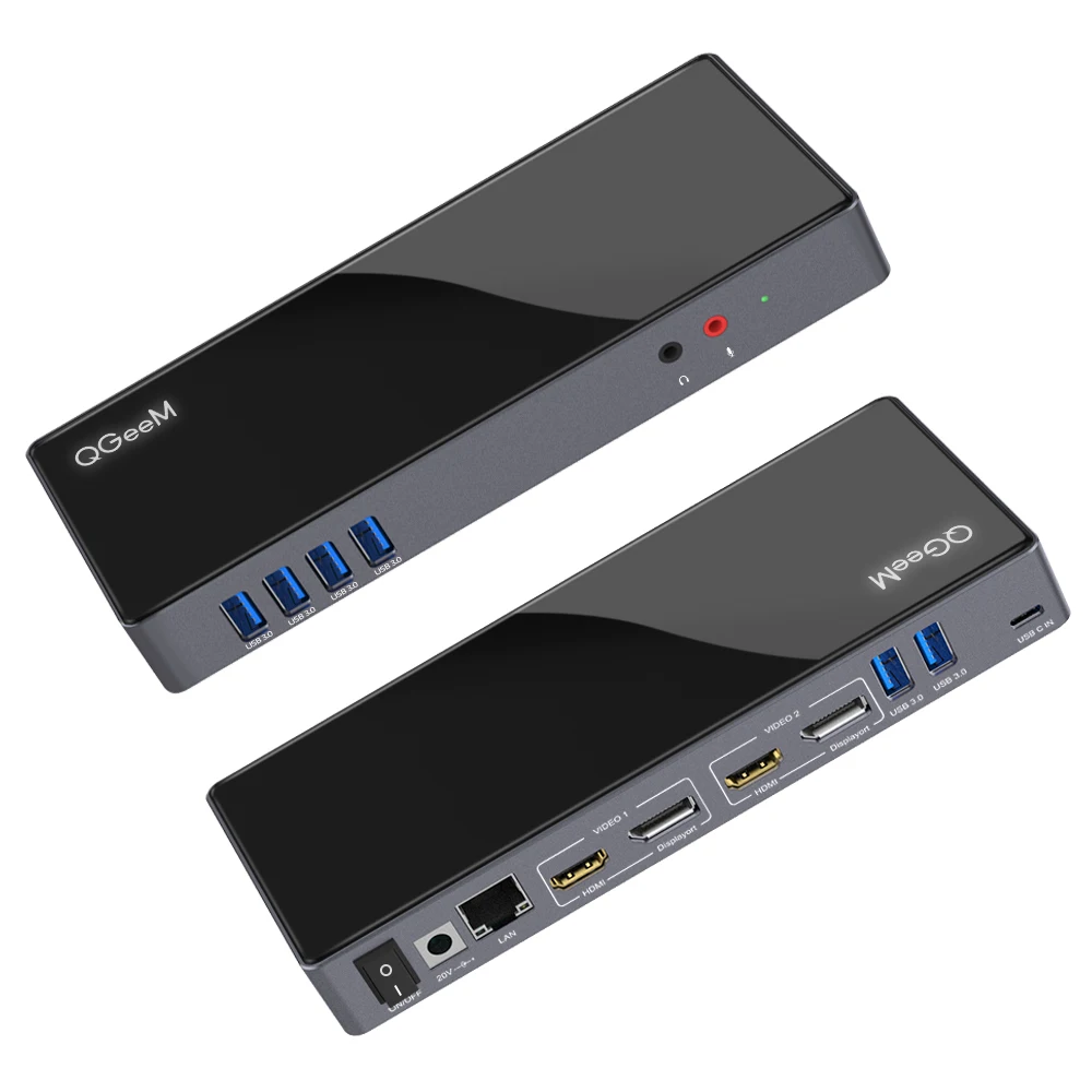 

QGeeM Docking Station DisplayLink Dock Single 5K Dual 4K Video Outputs Dual Monitor for Windows MAC OS Docking Station for 4K