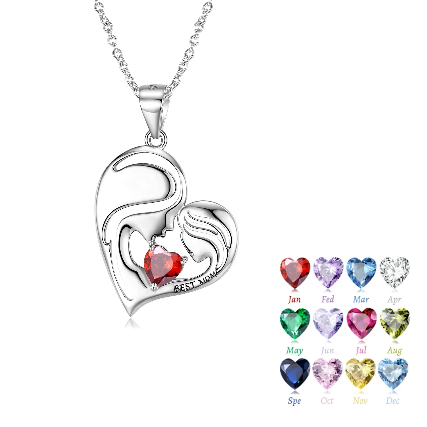 

Mom & Daughter Pendant Necklace Real 925 Sterling Silver Heart shape Necklaces jewelry for Women Fine Jewelry Mother's Day Gift
