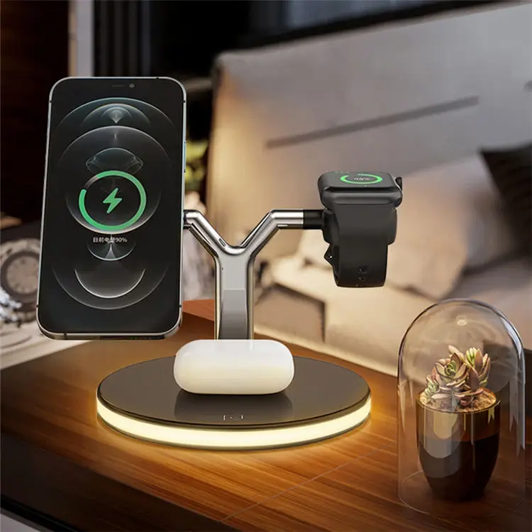 

3 In 1 Night Light Magnetic Wireless Charger Stand For iPhone 12 Mini Pro Max With 15W Fast Charging Mag safe